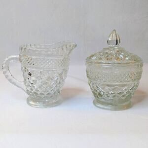 Home Kitchen Coffee Tea Sugar Creamer Set Glass Vintage